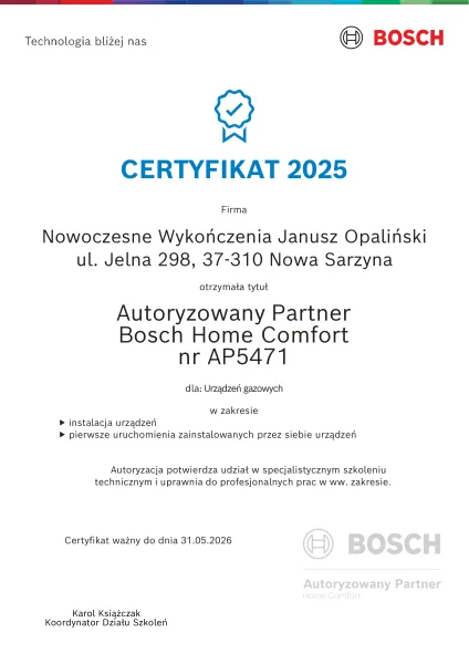 Certyfikat Bosch 2025