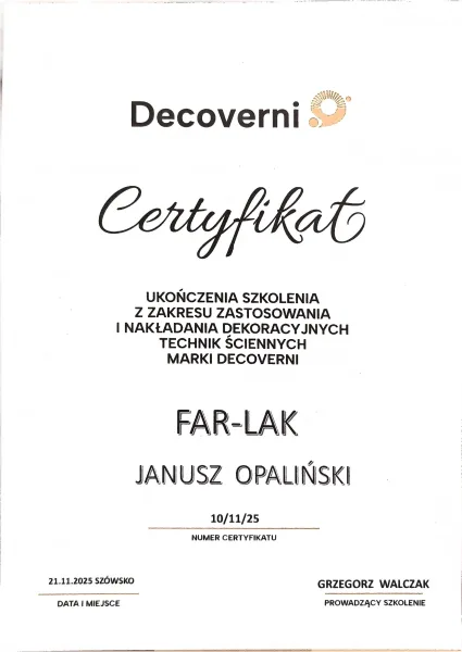 Certyfikat Decoverni