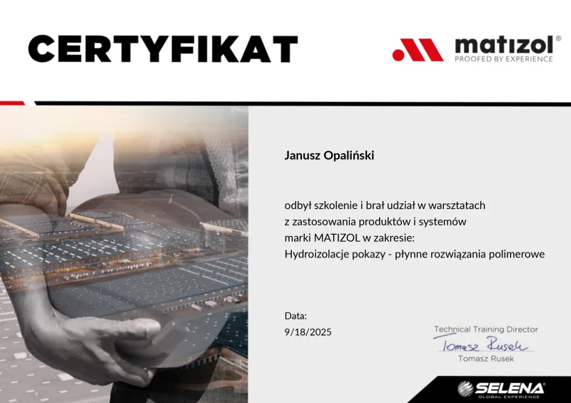 Certyfikat MATIZOL