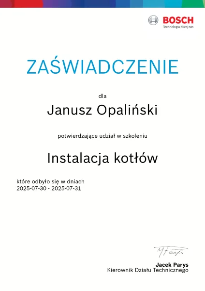 szkolenie instalacja kotłów